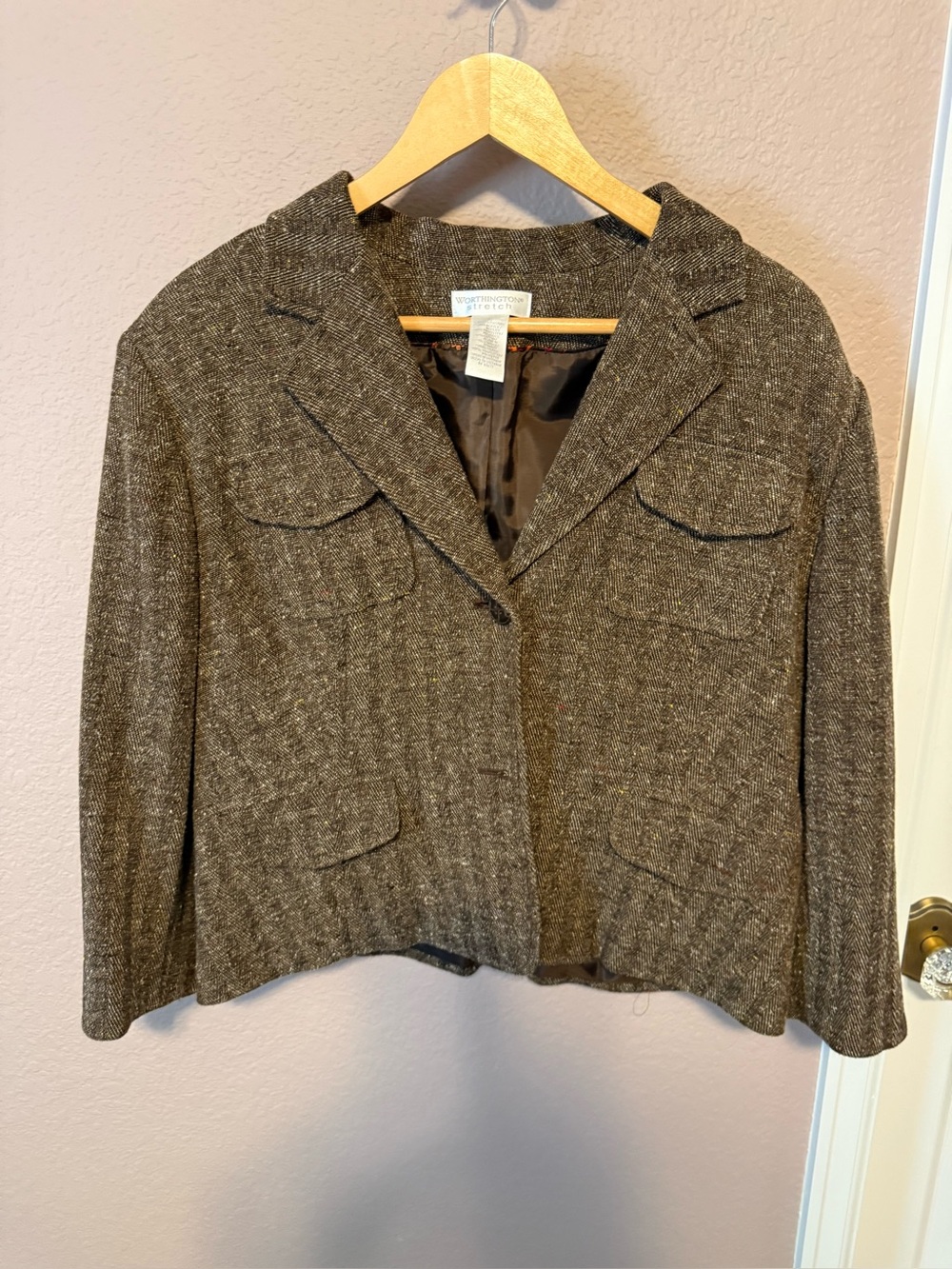 Worthington Brown Tweed Cropped Jacket
